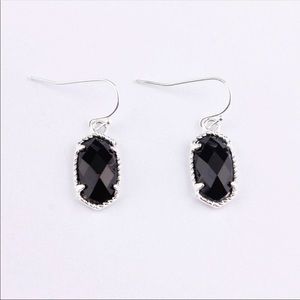 Silver & Black Lee Style Drop Earrings